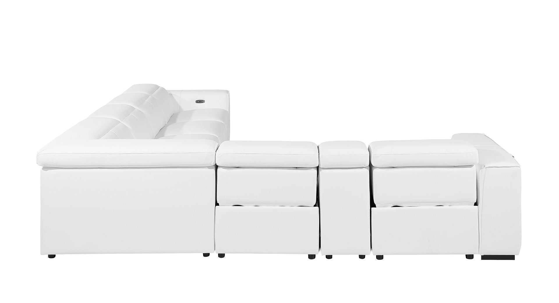 1224 Divanitalia 7-Piece L-Shaped Sectional Sofa in Top Grain Italian Leather with 4 Power Recliners & Power Headrests