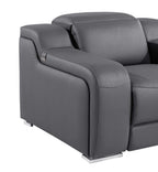 1116 Divanitalia Top Grain Italian Leather Power Reclining Chair with Power Headrests - Dark Grey - SKU 1116-DK_GREY-CH - view 9