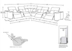 1208 8 Piece L-Shaped Leather Sectional Sofa with 4 Power Recliners & Power Headrests