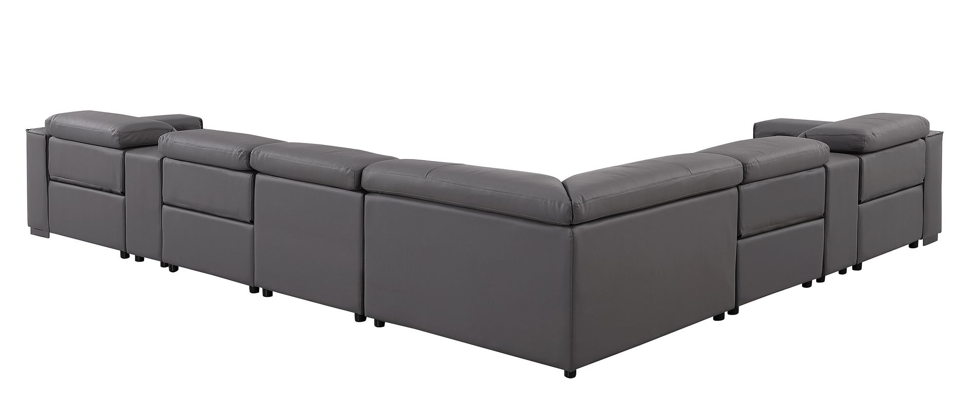1208 8 Piece L-Shaped Leather Sectional Sofa with 4 Power Recliners & Power Headrests