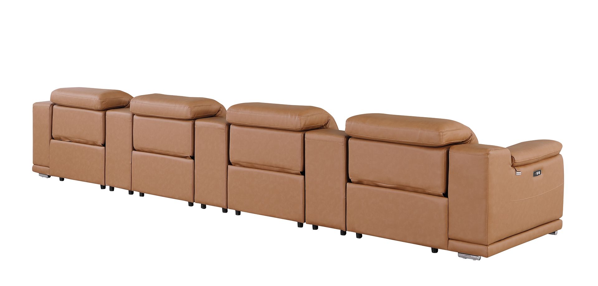 9762 Divanitalia 7-Piece Modular Top Grain Italian Leather Power Reclining Sofa with 4 Power Recliners