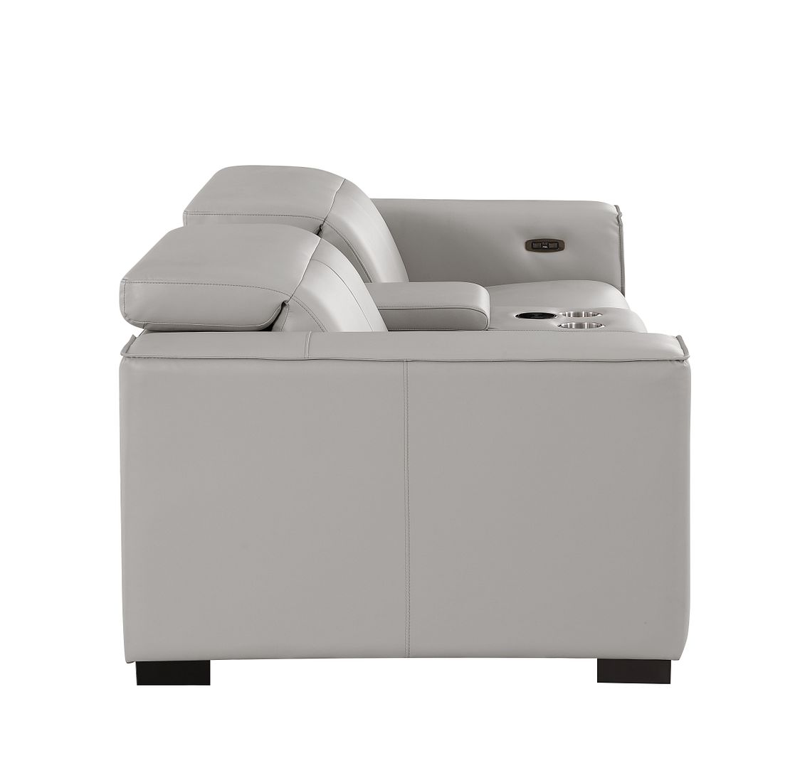 1208 Genuine Leather Dual Power Reclining Console Loveseat