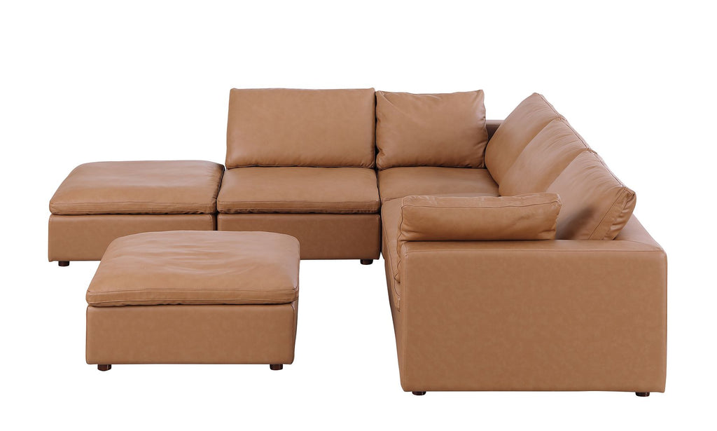 1100 Divanitalia 6-Piece Left Arm Facing 3-Seat Sectional Sofa - Top-grain Italian Leather