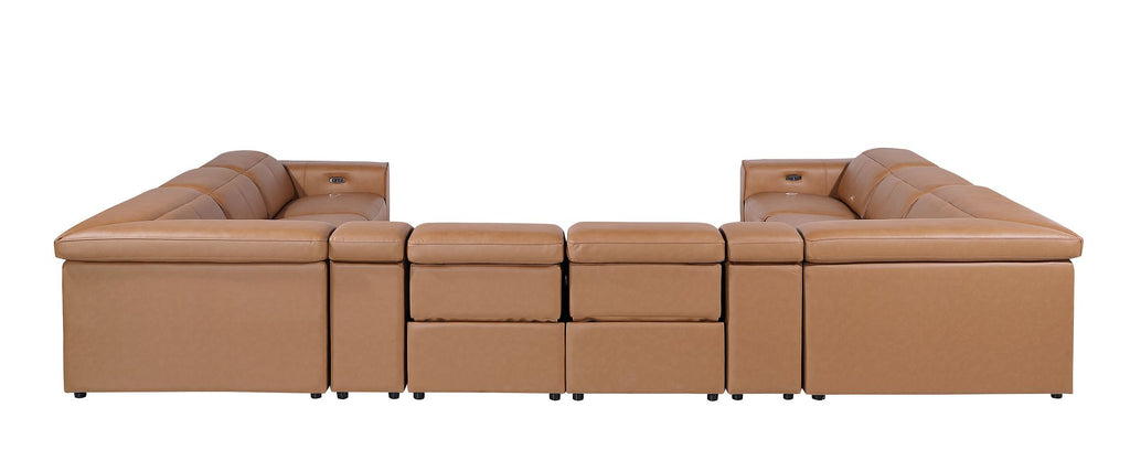 1224 Divanitalia 10-Piece U-Shaped Sectional Sofa in Top Grain Italian Leather with 4 Power Recliners & Power Headrests