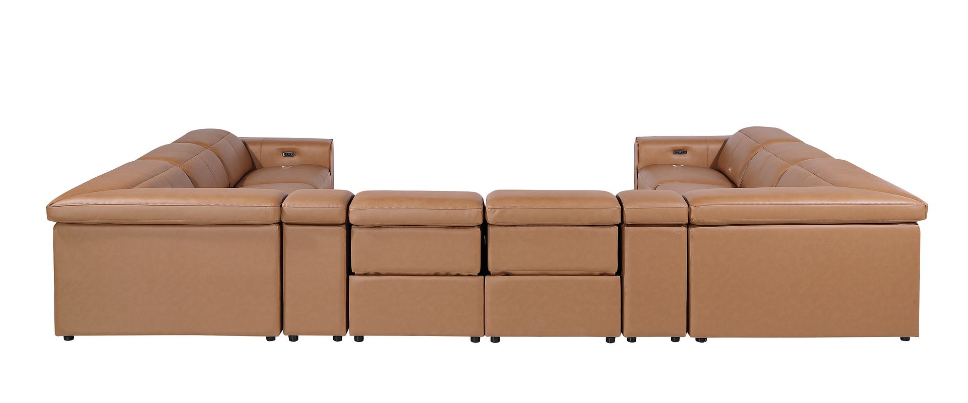 1224 Divanitalia 10-Piece U-Shaped Sectional Sofa in Top Grain Italian Leather with 4 Power Recliners & Power Headrests
