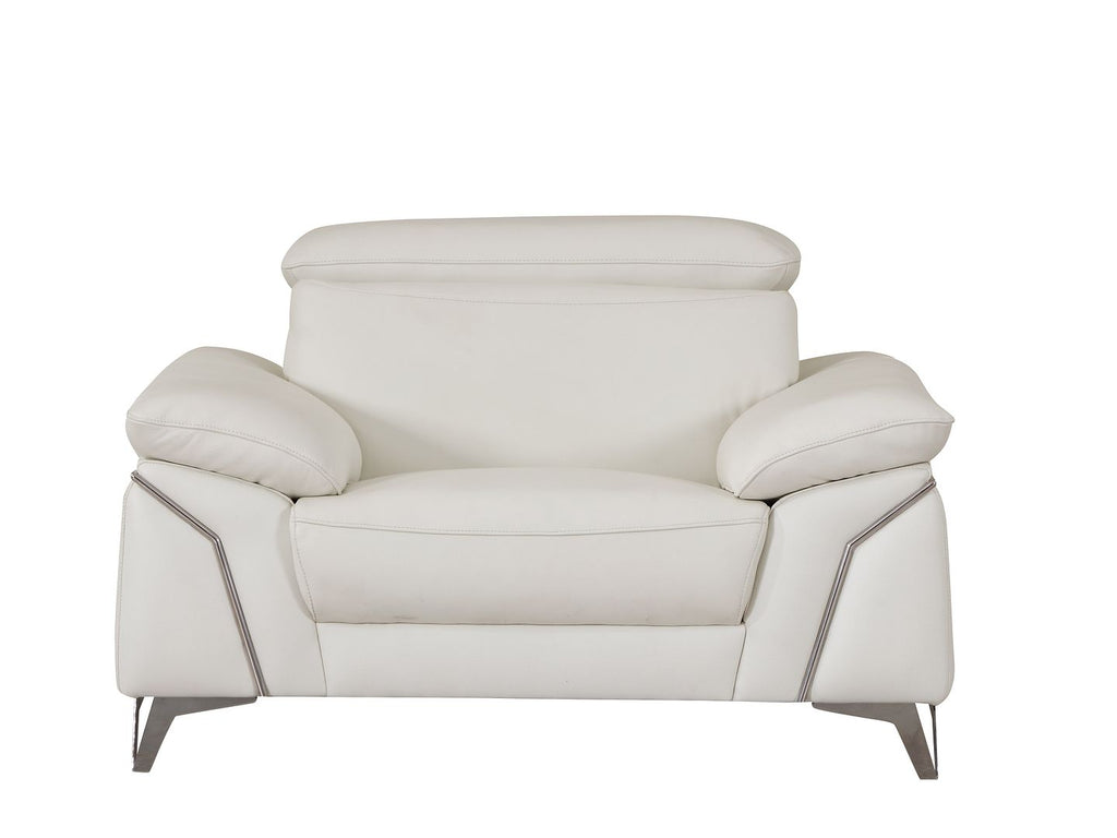 727 Divanitalia 3-Piece Sofa Set with Adjustable Headrest in Top-grain Italian Leather - White - SKU 727- WHITE 3PC (S/L/CH) - GROUP - view 8