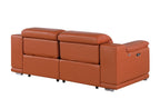 9762 Divanitalia 2-Piece Modular Power Reclining Console with 2 Power Recliners in Top Grain Italian Leather