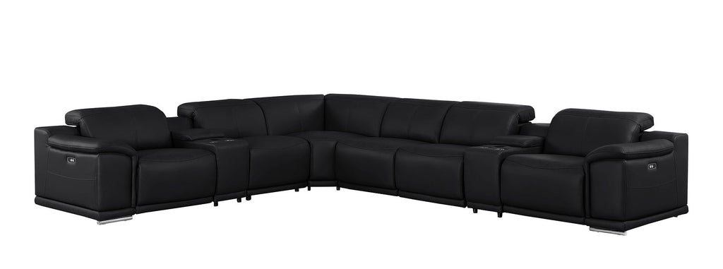 2679 8-Piece L-Shaped Power Reclining Sectional Sofa in Genuine Leather - 4 Recliners
