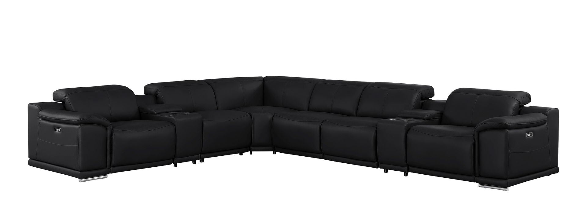 2679 8-Piece L-Shaped Power Reclining Sectional Sofa in Genuine Leather - 4 Recliners