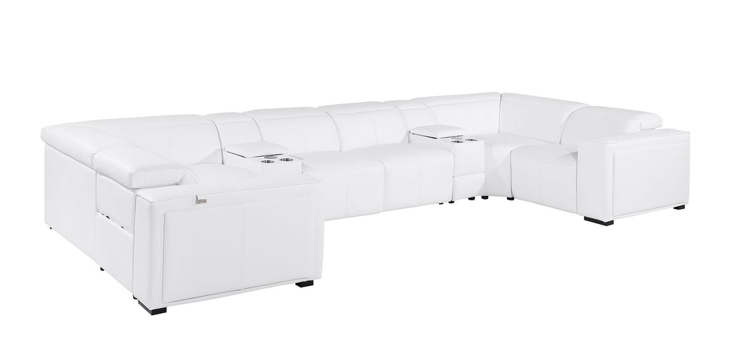 1224 Divanitalia 8-Piece U-Shaped Sectional Sofa in Top Grain Italian Leather with 4 Power Recliners & Power Headrests