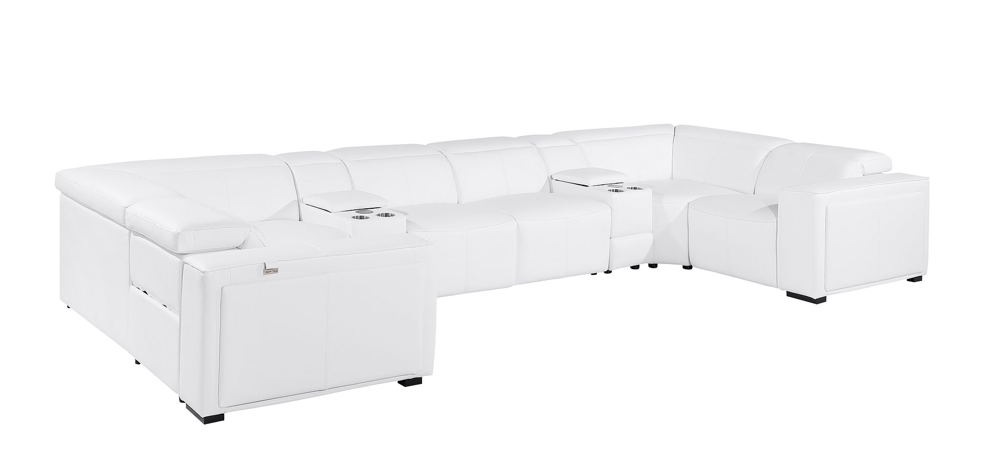 1224 Divanitalia 8-Piece U-Shaped Sectional Sofa in Top Grain Italian Leather with 4 Power Recliners & Power Headrests