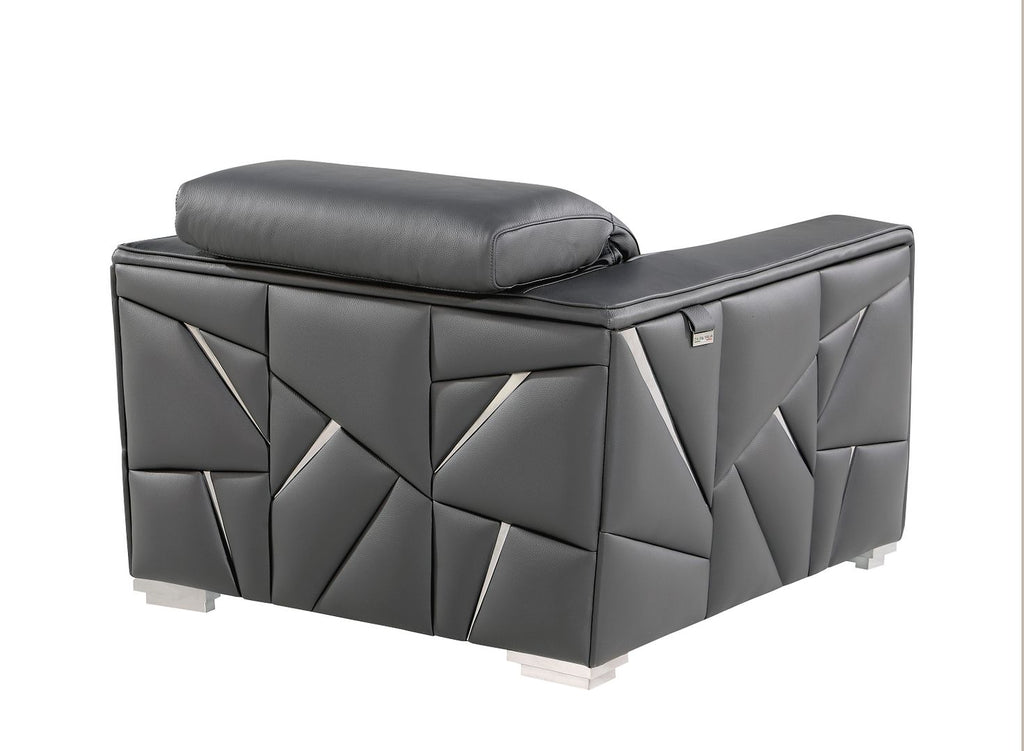 1120 Divanitalia Chair with Adjustable Headrest in Top-grain Italian Leather - Dark Grey - SKU 1120-DK-GREY-CH - view 3
