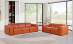 1224 Divanitalia 5-Piece Modular Power Reclining Sofa and Loveseat Set in Top Grain Italian Leather with 4 Power Recliners & Power Headrests - Camel