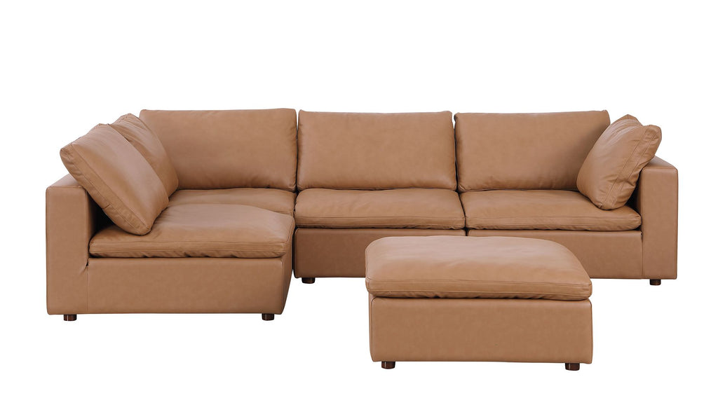 1100 Divanitalia 5-Piece Left Arm Facing 3-Seat Sectional Sofa - Top-grain Italian Leather