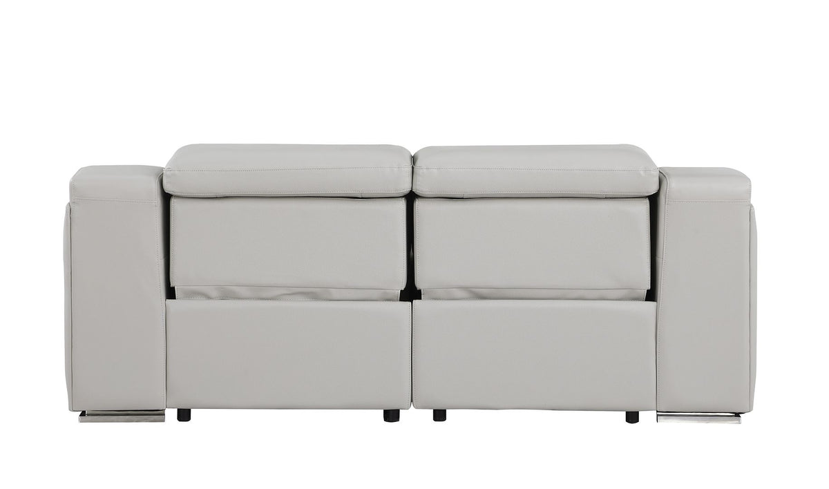 1116 Divanitalia 2-Piece Modular Power Reclining Loveseat in Top Grain Italian Leather with 2 Power Recliners & Power Headrests - Light Grey - SKU 1116-LT_GREY-2.2-HT - view 7