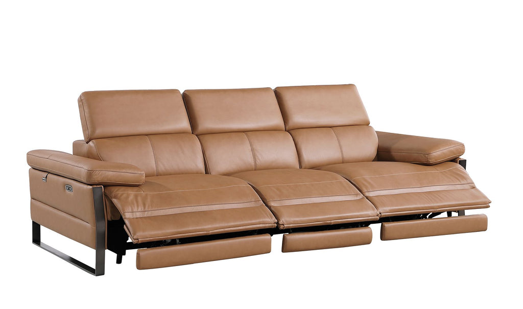 1246 Divanitalia Modular Power Triple Reclining Sofa, Loveseat, and Chair Set with Power Headrests - Top Grain Italian Leather - Cognac - SKU 1246-COGNAC-6.6-HT-3PC - view 6