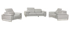 636 Divanitalia 3-Piece Sofa Set with Adjustable Headrest in Top-grain Italian Leather - Light Grey - SKU 636- LIGHT GRAY 3PC (S/L/CH) - GROUP - view 3