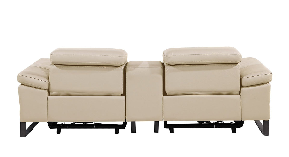 1246 Divanitalia Top Grain Italian Leather Console Loveseat with Power Headrest - Beige - SKU 1246-BEIGE-3.2-HT - view 8