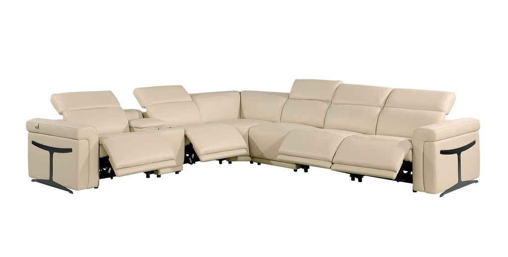 1126 Divanitalia 7-Piece L-Shaped Sectional Sofa in Top Grain Italian Leather with 4 Power Recliners & Power Headrests - Beige - SKU 1126-BEIGE-SEC-7PC-4PWR-SECTIONAL - GROUP - view 3