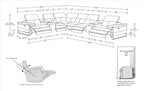 1246 Divanitalia 8-Piece L-Shaped Modular Power Reclining Sectional Sofa with 4 Power Recliners and Power Headrests - Top Grain Italian Leather