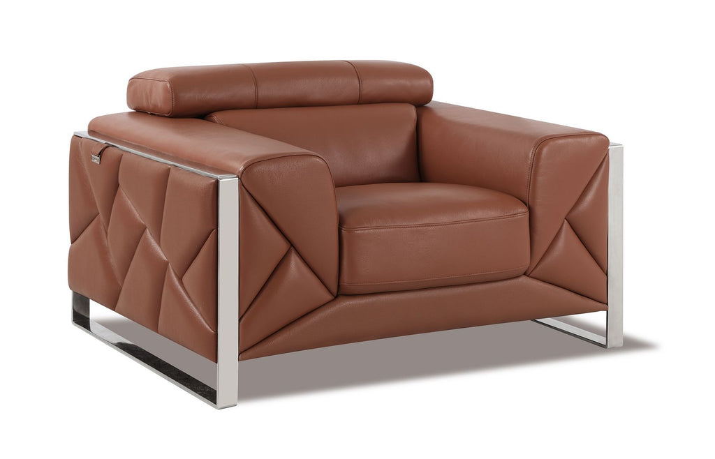 903 Divanitalia Chair with Adjustable Headrest in Top-grain Italian Leather - Camel - SKU 903-CH-CAMEL - view 2