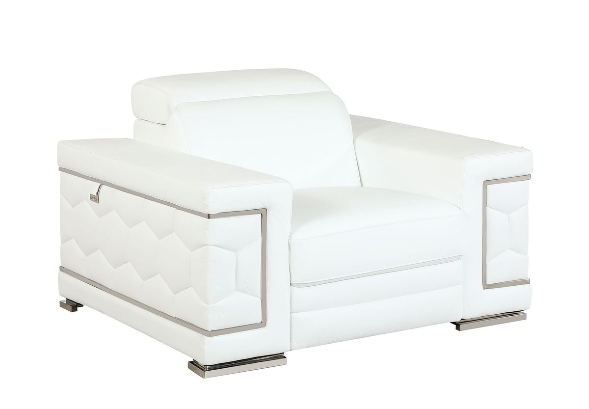 692 Divanitalia 3-Piece Sofa Set with Adjustable Headrest in Top-grain Italian Leather - White - SKU 692- WHITE 3PC (S/L/CH) - GROUP - view 8