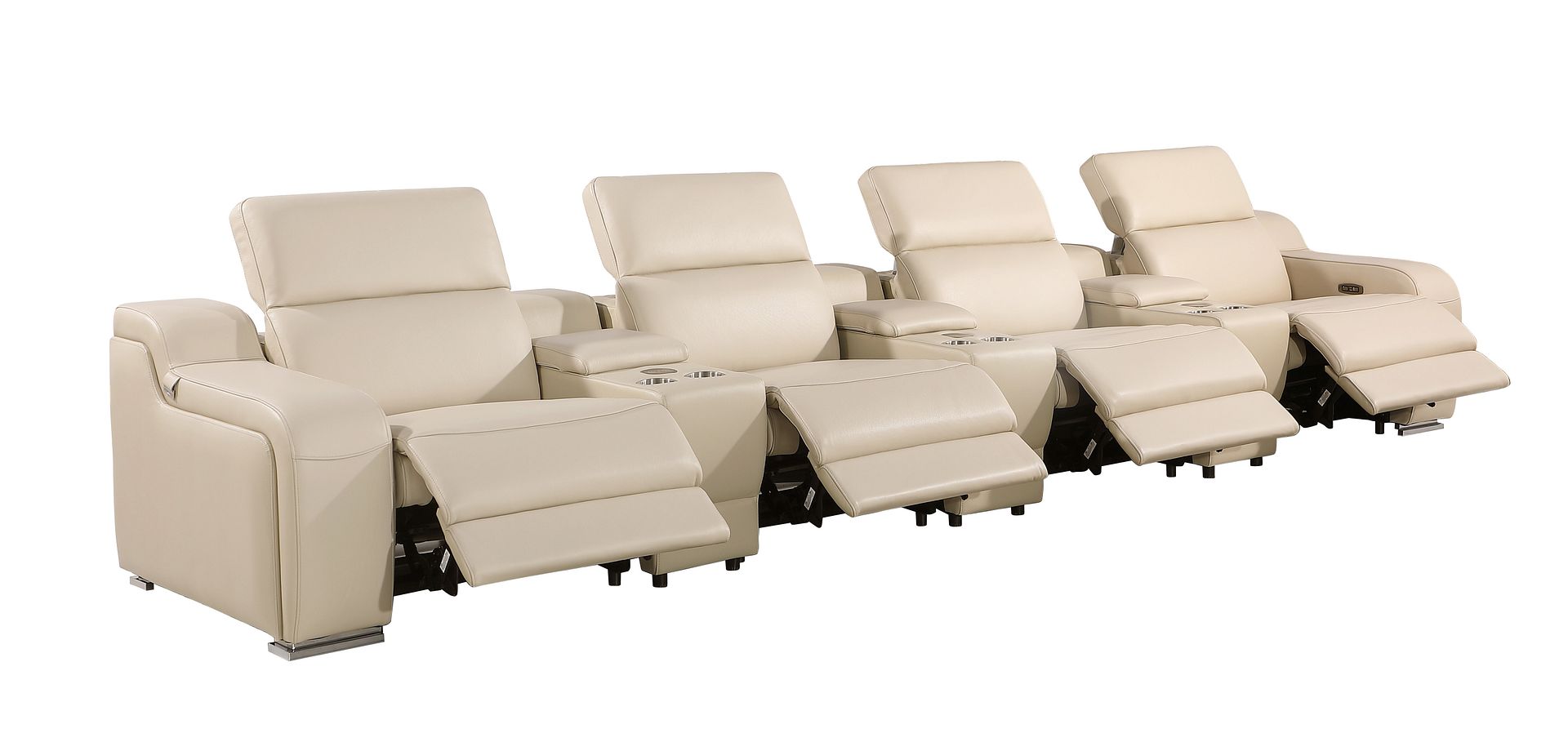 1116 Divanitalia 7-Piece Modular Power Reclining Sofa in Top Grain Italian Leather with 4 Power Recliners & Power Headrests