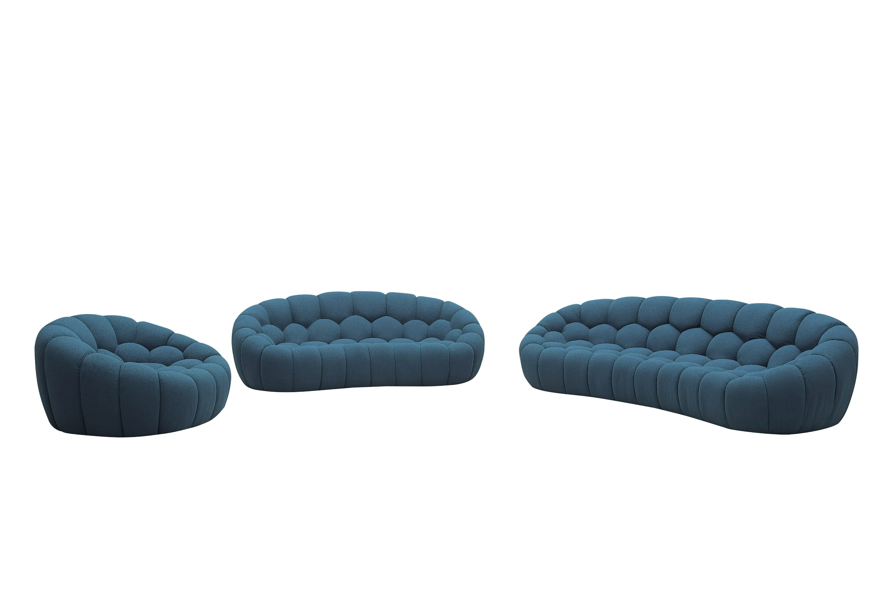 Divani Casa Yolonda - Modern Curved Dark Teal Fabric Sofa Set – Additional View