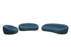 Yolonda - Modern Curved Dark Teal Fabric Sofa Set