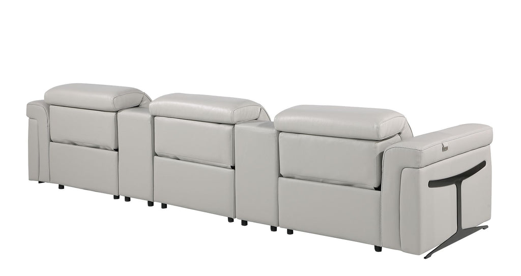 1126 Divanitalia 5-Piece Modular Power Reclining Sofa in Top Grain Italian Leather with 3 Power Recliners & Power Headrests