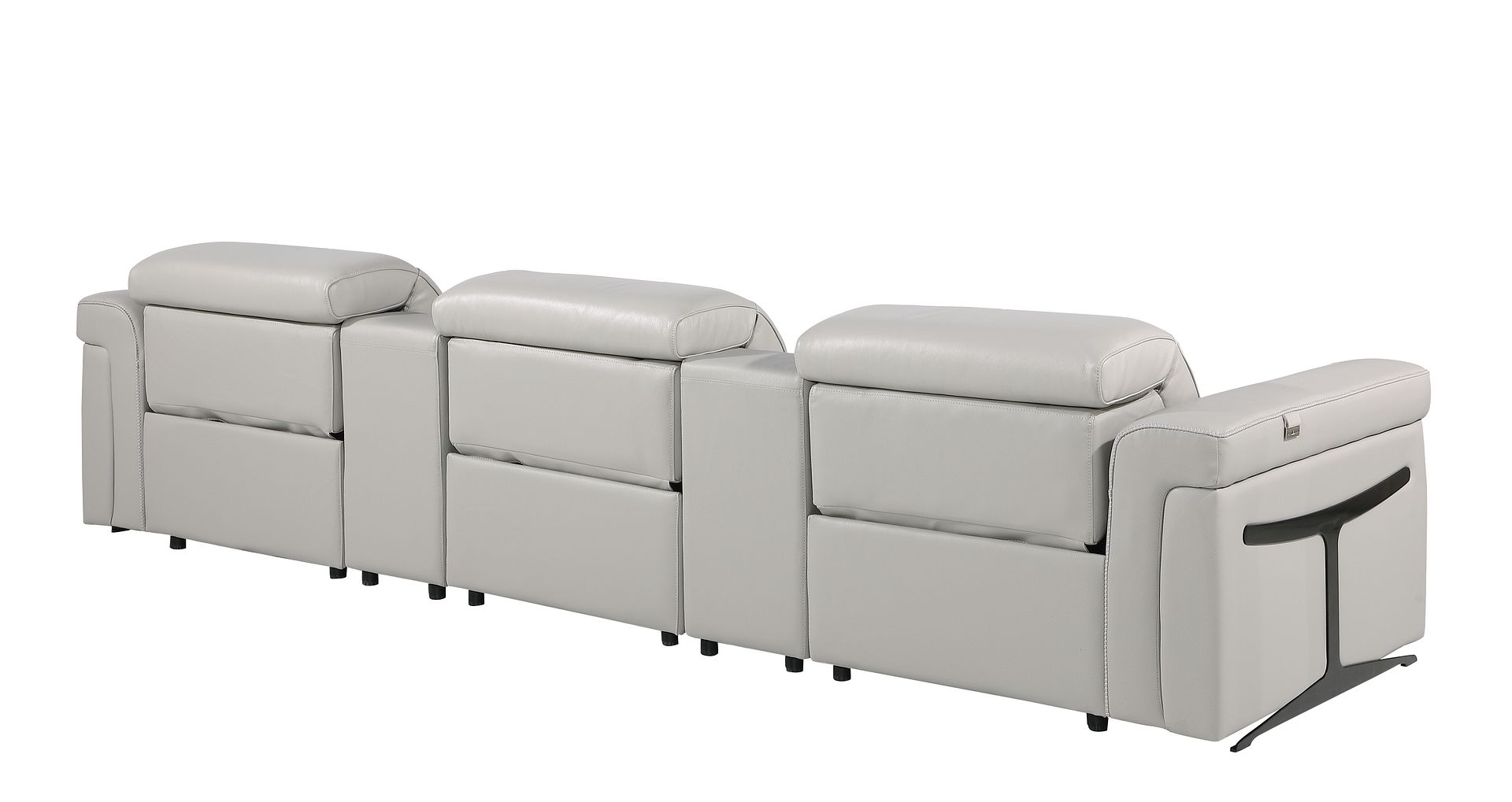 1126 Divanitalia 5-Piece Modular Power Reclining Sofa in Top Grain Italian Leather with 3 Power Recliners & Power Headrests