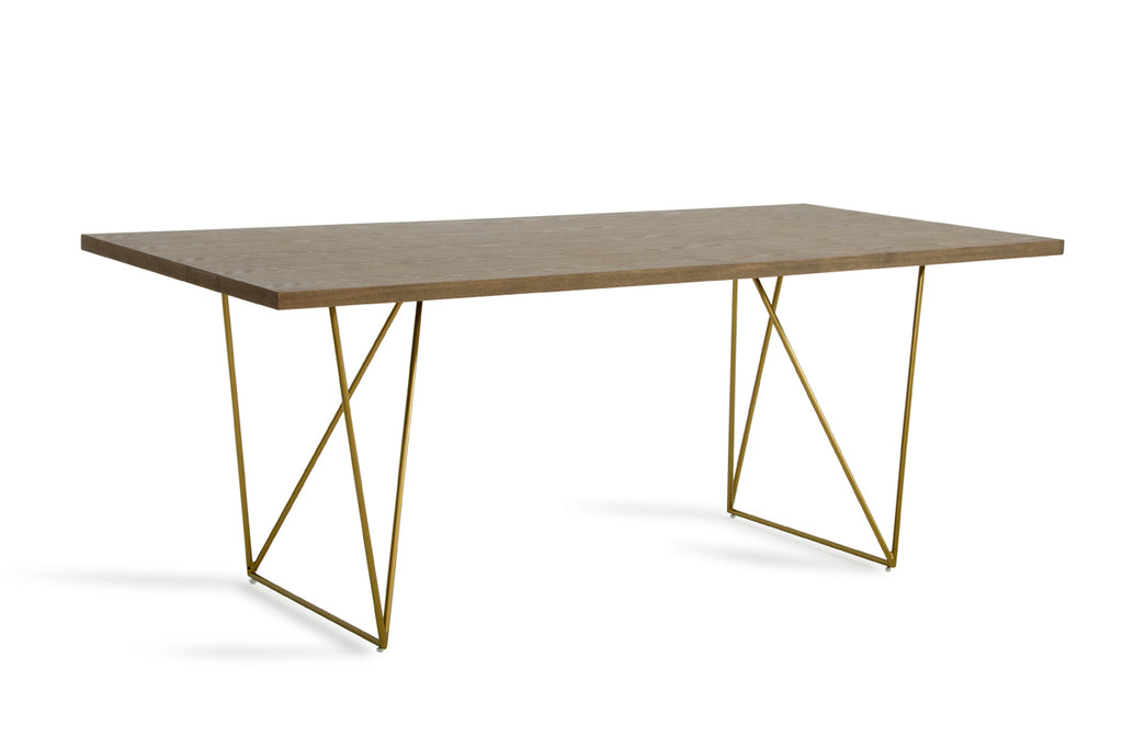 Marcia Mid-Century Tobacco & Antique Brass Dining Table
