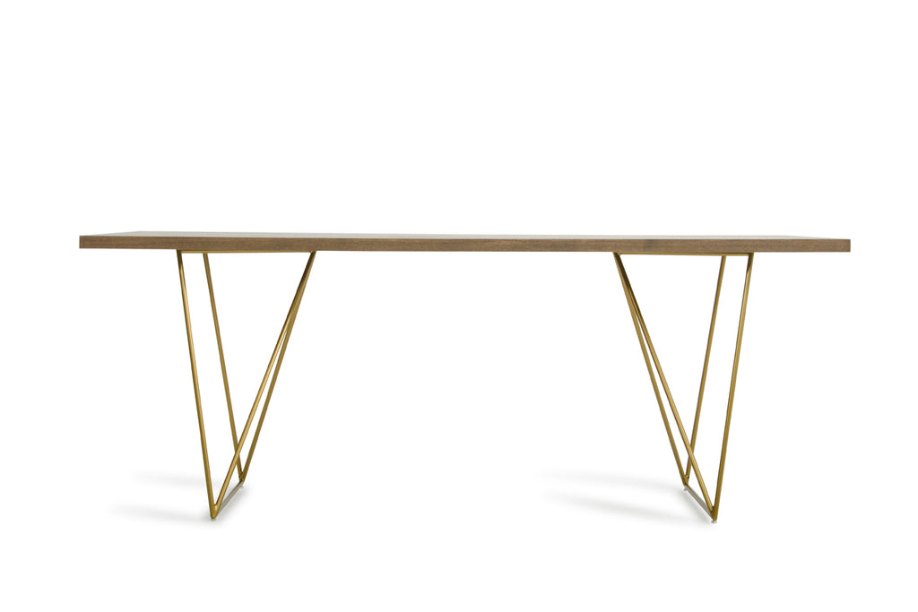 Marcia Mid-Century Tobacco & Antique Brass Dining Table