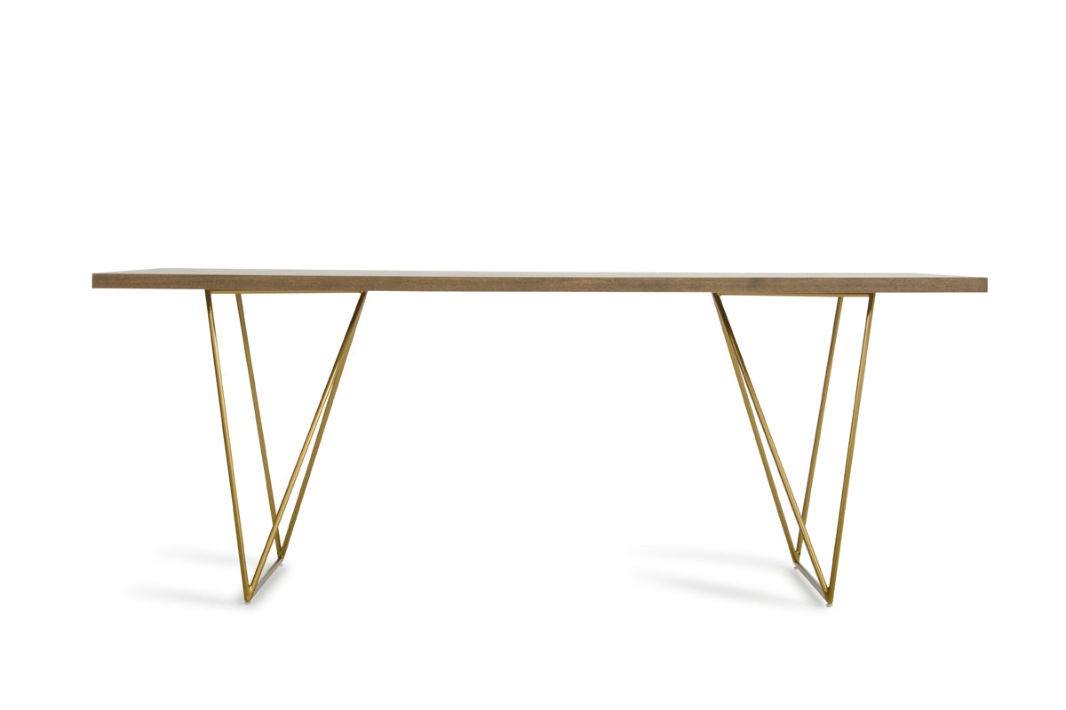 Marcia Mid-Century Tobacco & Antique Brass Dining Table
