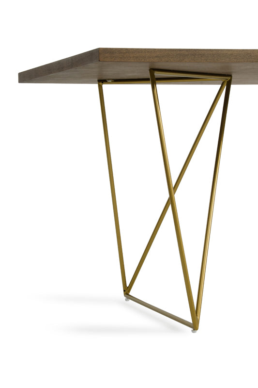 Marcia Mid-Century Tobacco & Antique Brass Dining Table