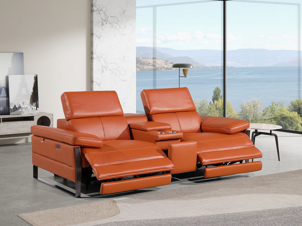 1246 Divanitalia Top Grain Italian Leather Console Loveseat with Power Headrest - Camel - SKU 1246-CAMEL-3.2-HT - view 2
