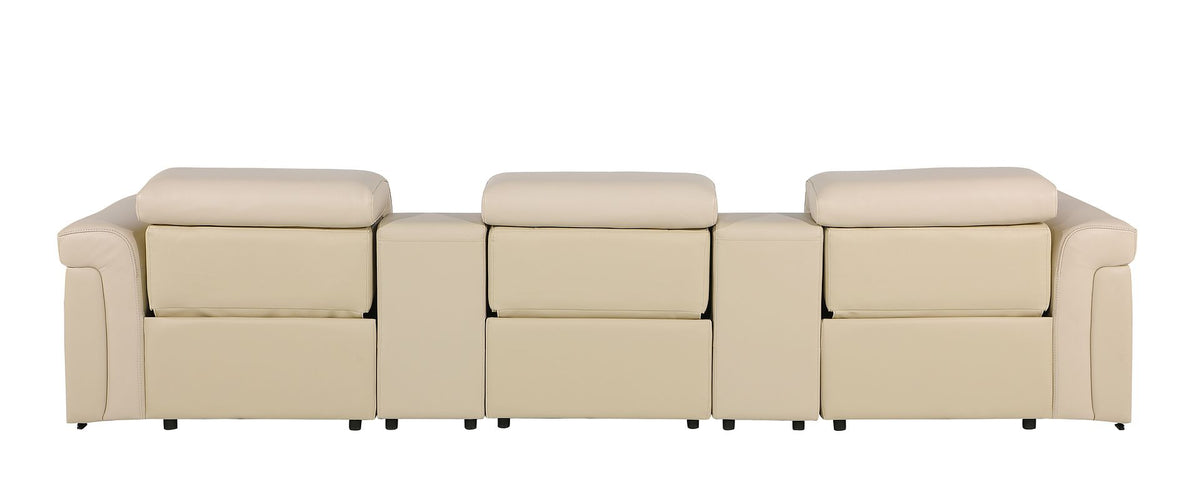 1126 Divanitalia 5-Piece Modular Power Reclining Sofa in Top Grain Italian Leather with 3 Power Recliners & Power Headrests - Beige - SKU 1126-BEIGE-5.3-HT - view 7