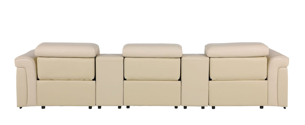 1126 Divanitalia 5-Piece Modular Power Reclining Sofa in Top Grain Italian Leather with 3 Power Recliners & Power Headrests