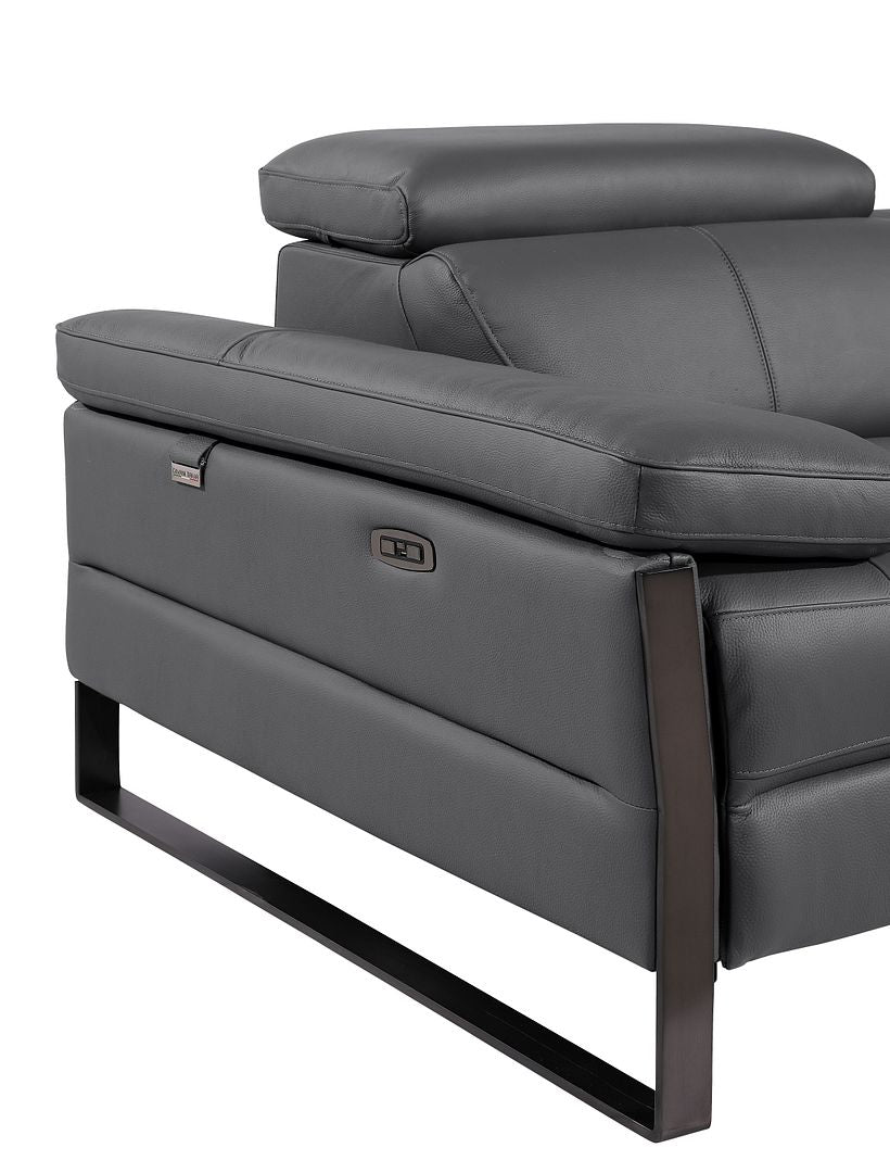 1246 Divanitalia Top Grain Italian Leather Loveseat with Power Headrest