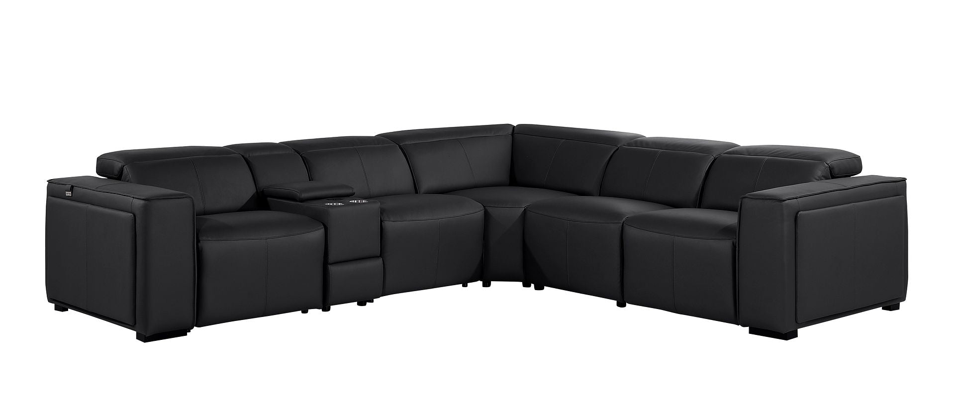 1224 Divanitalia 6-Piece L-Shaped Sectional Sofa in Top Grain Italian Leather with 3 Power Recliners & Power Headrests