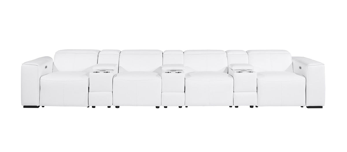 1224 Divanitalia 7-Piece Modular Power Reclining Sofa in Top Grain Italian Leather with 4 Power Recliners & Power Headrests - White - SKU 1224-WHITE-S-7.4-HT - view 3