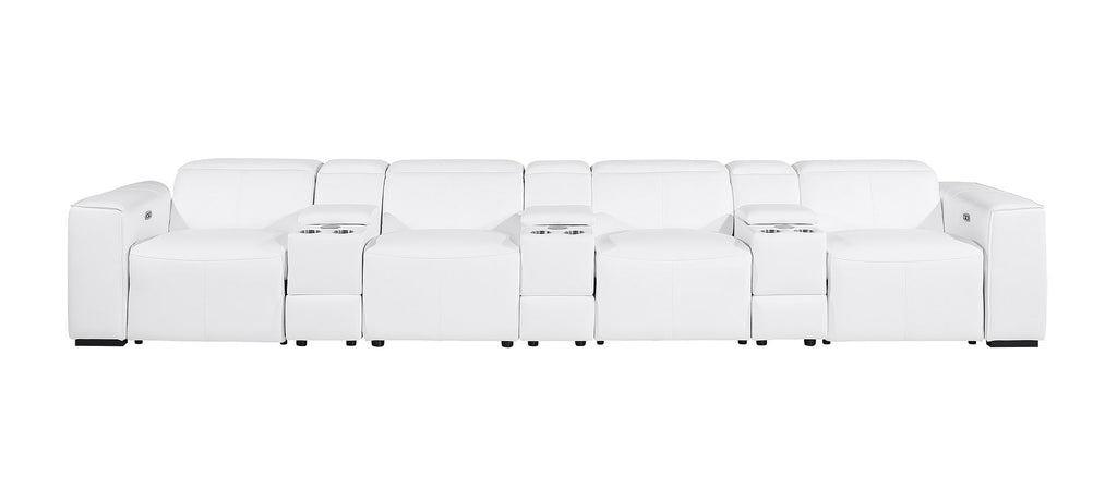 1224 Divanitalia 7-Piece Modular Power Reclining Sofa in Top Grain Italian Leather with 4 Power Recliners & Power Headrests