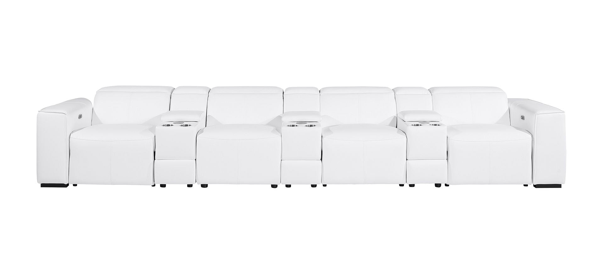 1224 Divanitalia 7-Piece Modular Power Reclining Sofa in Top Grain Italian Leather with 4 Power Recliners & Power Headrests
