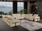 1126 Divanitalia 12-Piece U-Shaped Sectional Sofa in Top Grain Italian Leather with 4 Power Recliners & Power Headrests - Beige - SKU 1126-BEIGE-12PC-4PWR-U-SECTIONAL-GROUP - view 2