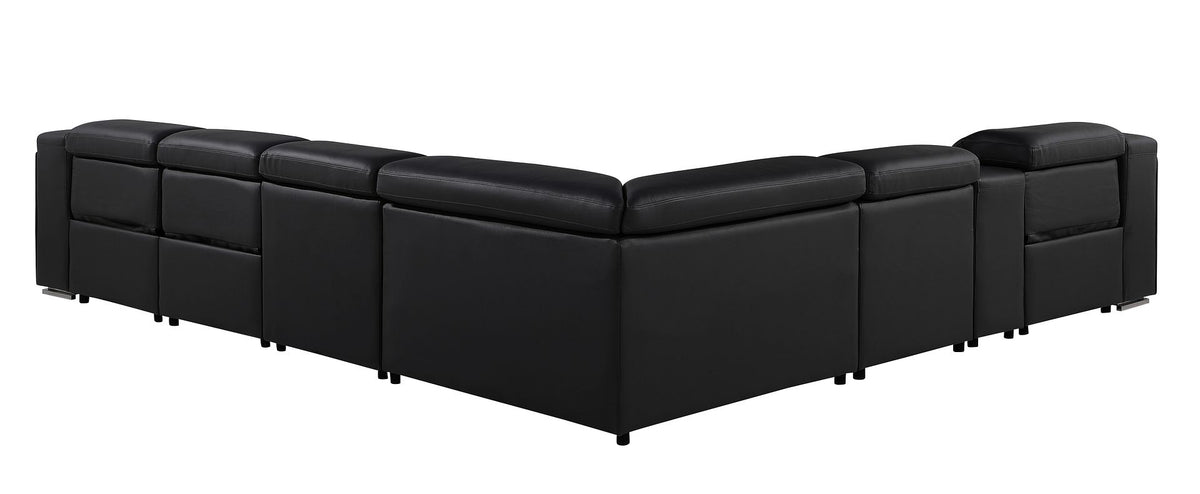 1116 Divanitalia 7-Piece L-Shaped Sectional Sofa in Top Grain Italian Leather with 3 Power Recliners & Power Headrests - Black - SKU 1116-BLACK-7PC-3PWR-SECTIONAL- GROUP - view 6