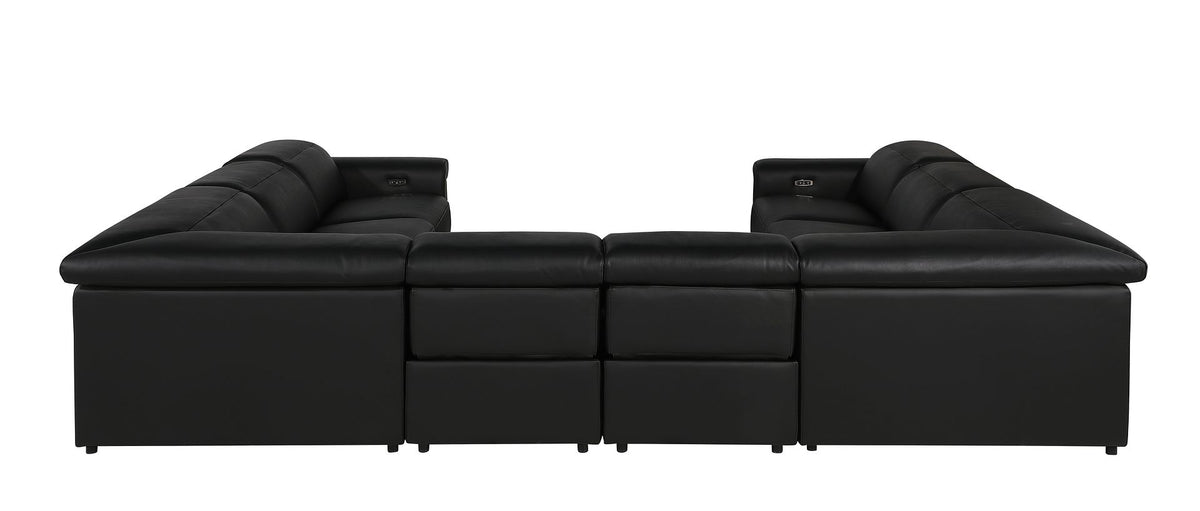 1126 Divanitalia 8-Piece U-Shaped Sectional Sofa in Top Grain Italian Leather with 4 Power Recliners & Power Headrests - Black - SKU 1126-BLACK-8PC-4PWR-U-NC-SECTIONAL-GROUP - view 7