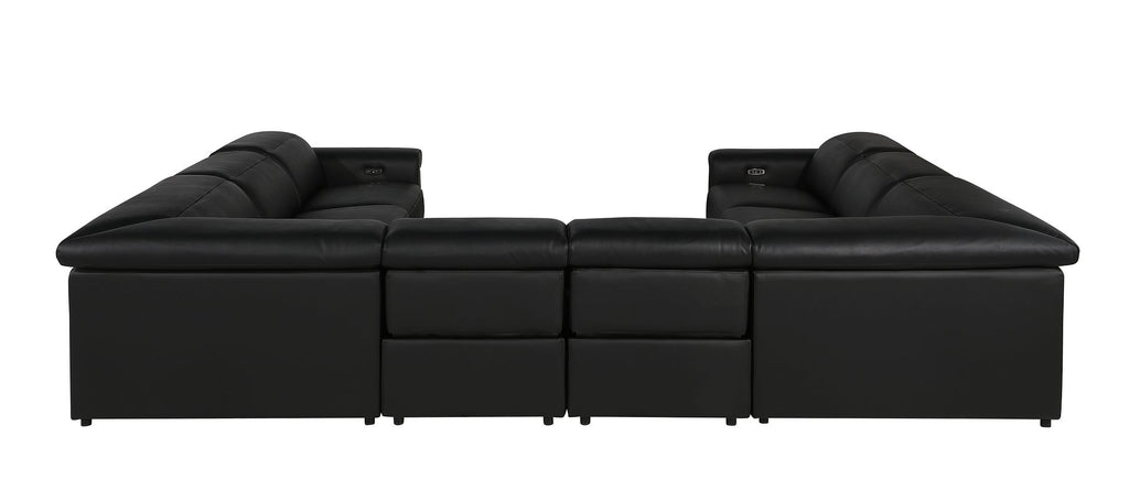 1126 Divanitalia 8-Piece U-Shaped Sectional Sofa in Top Grain Italian Leather with 4 Power Recliners & Power Headrests