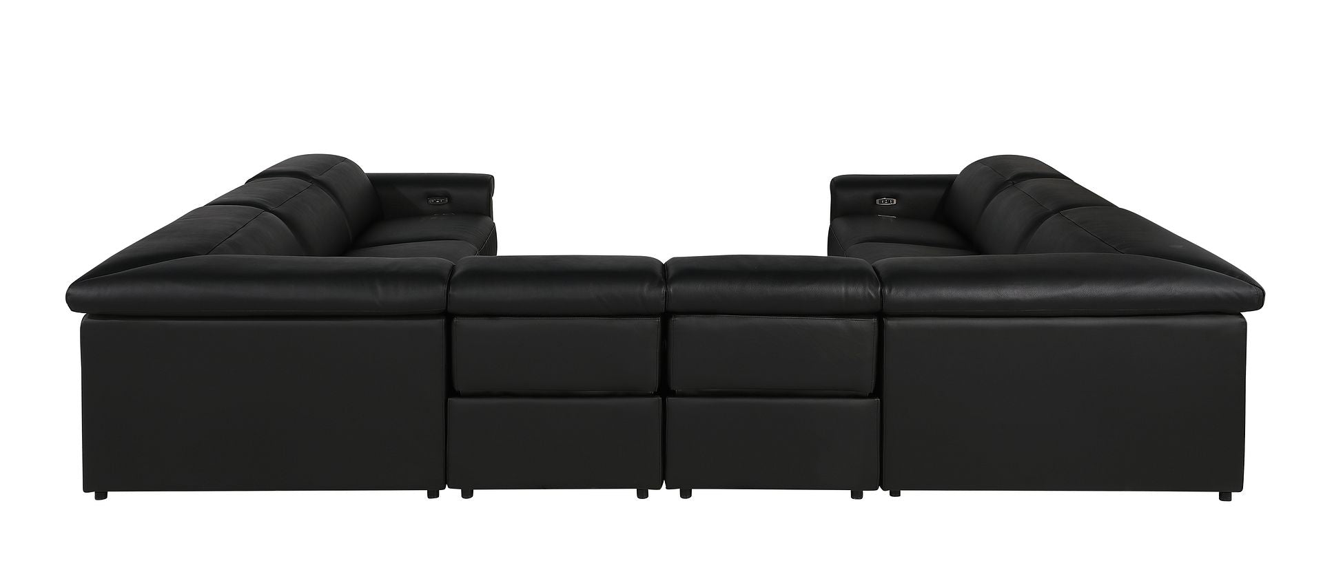 1126 Divanitalia 8-Piece U-Shaped Sectional Sofa in Top Grain Italian Leather with 4 Power Recliners & Power Headrests