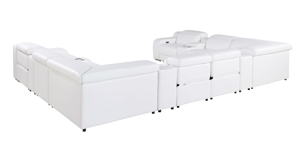 1116 Divanitalia 12-Piece U-Shaped Sectional Sofa in Top Grain Italian Leather with 4 Power Recliners & Power Headrests