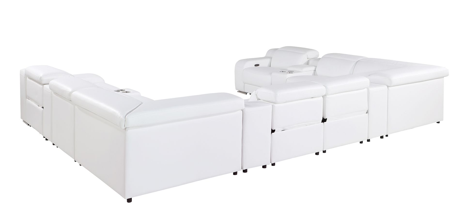 1116 Divanitalia 12-Piece U-Shaped Sectional Sofa in Top Grain Italian Leather with 4 Power Recliners & Power Headrests